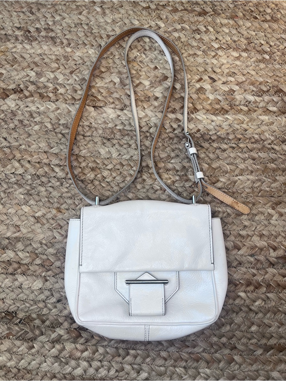 Reed Krakoff White Leather Crossbody with Tan Strap